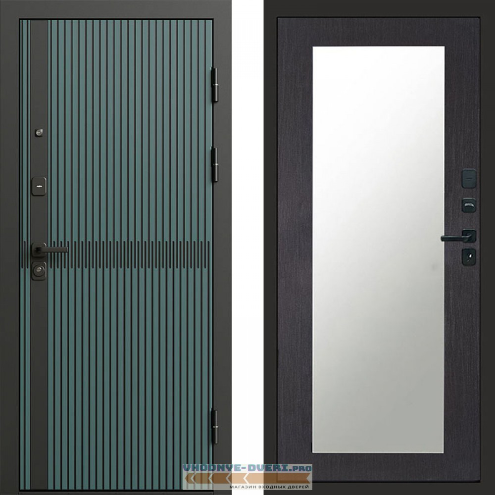 Входная дверь ГРАУНД Velutto Verde Бетон Зеркало триумф венге